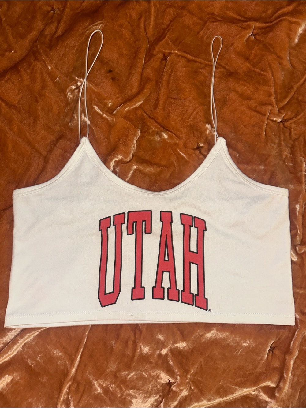 Women’s University of Utah White & Red Spaghetti-Strap Crop Top